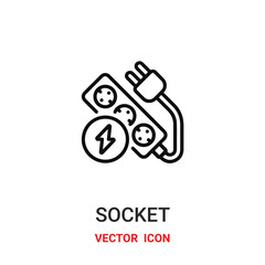 socket icon vector symbol. socket symbol icon vector for your design. Modern outline icon for your website and mobile app design.