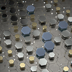 Abstract technological hexagonal background. 3d