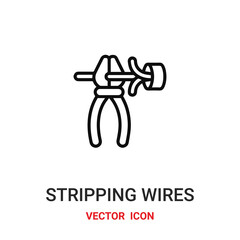 stripping wires icon vector symbol. stripping wires symbol icon vector for your design. Modern outline icon for your website and mobile app design.
