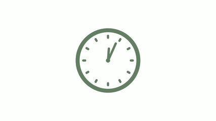 Green gray circle counting down clock icon on white background,clock icon