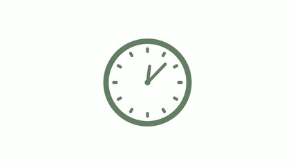 Green gray circle counting down clock icon on white background,clock icon
