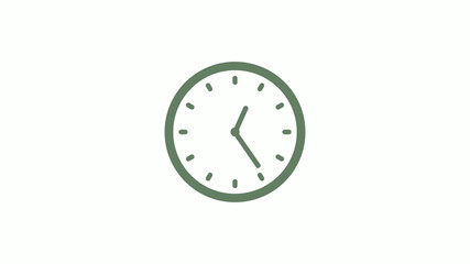 Green gray circle counting down clock icon on white background,clock icon