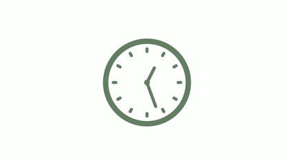 Green gray circle counting down clock icon on white background,clock icon