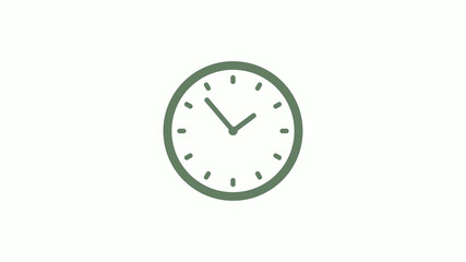 Green gray circle counting down clock icon on white background,clock icon