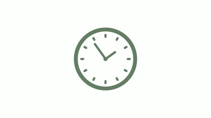 Green gray circle counting down clock icon on white background,clock icon