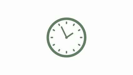 Green gray circle counting down clock icon on white background,clock icon