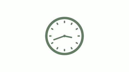 Green gray circle 12 hours clock icon on white background,clock icon,clock icon with trick