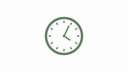 Green gray circle 12 hours clock icon on white background,clock icon,clock icon with trick