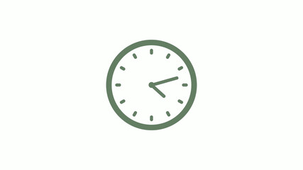 Green gray circle 12 hours clock icon on white background,clock icon,clock icon with trick