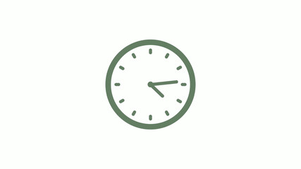 Green gray circle 12 hours clock icon on white background,clock icon,clock icon with trick