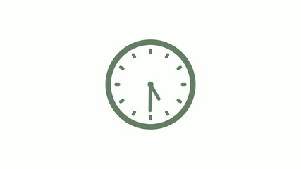 Green gray circle 12 hours clock icon on white background,clock icon,clock icon with trick