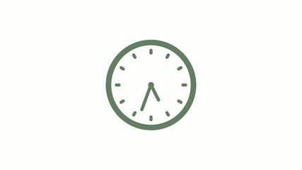 Green gray circle 12 hours clock icon on white background,clock icon,clock icon with trick