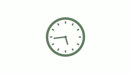 Green gray circle 12 hours clock icon on white background,clock icon,clock icon with trick