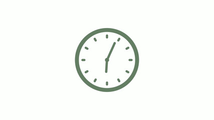 Green gray circle 12 hours clock icon on white background,clock icon,clock icon with trick