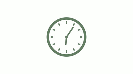 Green gray circle 12 hours clock icon on white background,clock icon,clock icon with trick