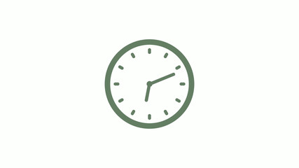 Green gray circle 12 hours clock icon on white background,clock icon,clock icon with trick