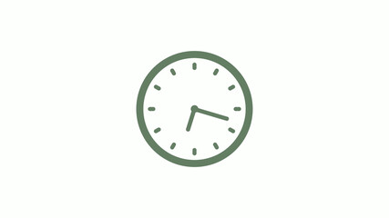 Green gray circle 12 hours clock icon on white background,clock icon,clock icon with trick