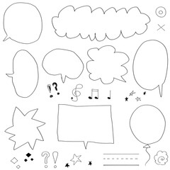 シンプルな手描きふきだしセット　　