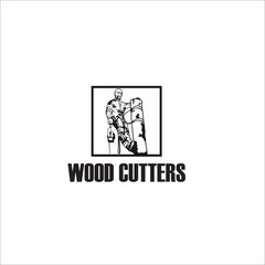 wood cutters logo design template silhouette vector icon