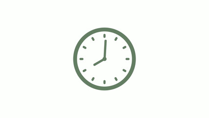 Green gray 12 hours circle clock icon on white background,clock icon