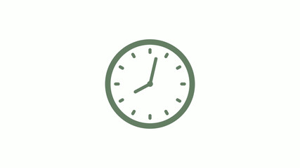 Green gray 12 hours circle clock icon on white background,clock icon