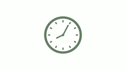 Green gray 12 hours circle clock icon on white background,clock icon