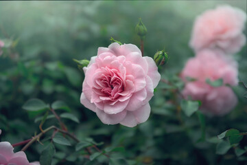 Delicate flower of a autumn English tea rose in the garden