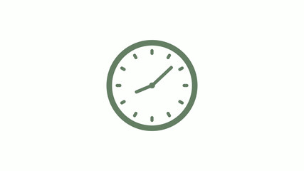 Green gray 12 hours circle clock icon on white background,clock icon