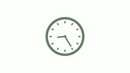 Green gray 12 hours circle clock icon on white background,clock icon