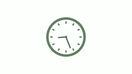 Green gray 12 hours circle clock icon on white background,clock icon