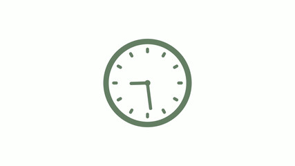 Green gray 12 hours circle clock icon on white background,clock icon
