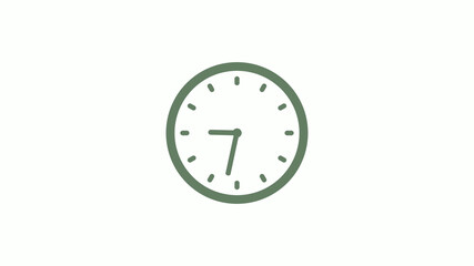 Green gray 12 hours circle clock icon on white background,clock icon