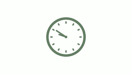 Green gray 12 hours circle clock icon on white background,clock icon