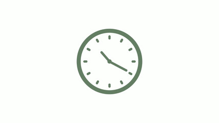 Green gray 12 hours circle clock icon on white background,clock icon