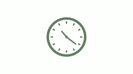 Green gray 12 hours circle clock icon on white background,clock icon