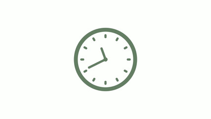 Green gray 12 hours circle clock icon on white background,clock icon