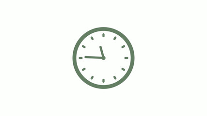 Green gray 12 hours circle clock icon on white background,clock icon