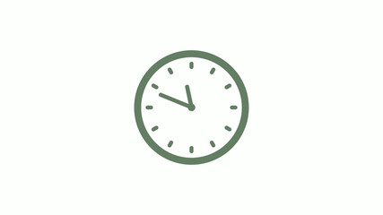 Green gray 12 hours circle clock icon on white background,clock icon