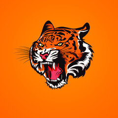 Roaring tiger head in detailed style vector illustration