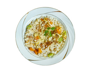 Pearl barley, bacon & leek casserole