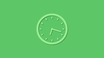 Amazing 12 hours green color clock icon on green background,3d clock icon