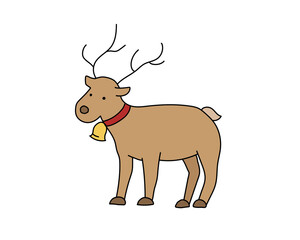 手描きのトナカイのイラスト／かわいい／シンプル／クリスマス／鹿