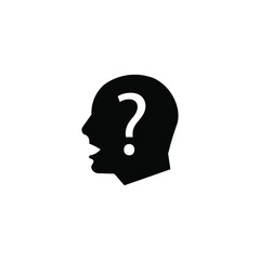 Human head icon with a question mark. Symbol sign for app desing.