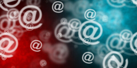 Abstract red and light blue background with flying at signs