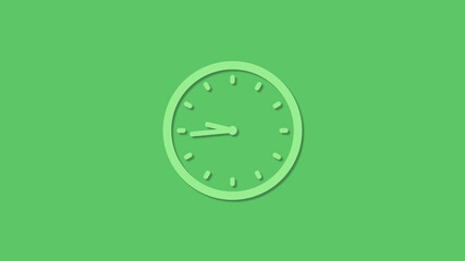 Amazing circle green color 12 hours clock icon on green background,clock icon