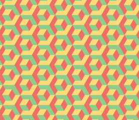 Abstract cube pattern, fully seamless. 3d vector geometric wallpaper, cube pattern background.Modern Graphic Design.Optical illusion.