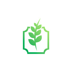 logo of a plant with leaves in a rectangle
