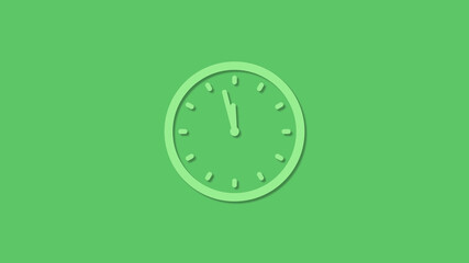 Amazing circle green color 12 hours clock icon on green background,clock icon