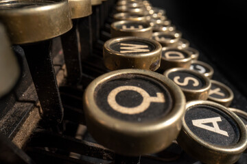 close-up shot of vintage typewriter keys
