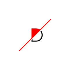 logo of a letter d cut by a diagonal line